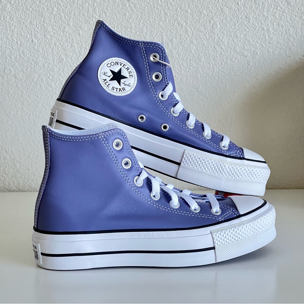 Converse Lift Platform Hi Top Leather 'Slate Lilac' Purple Blue Sneaker